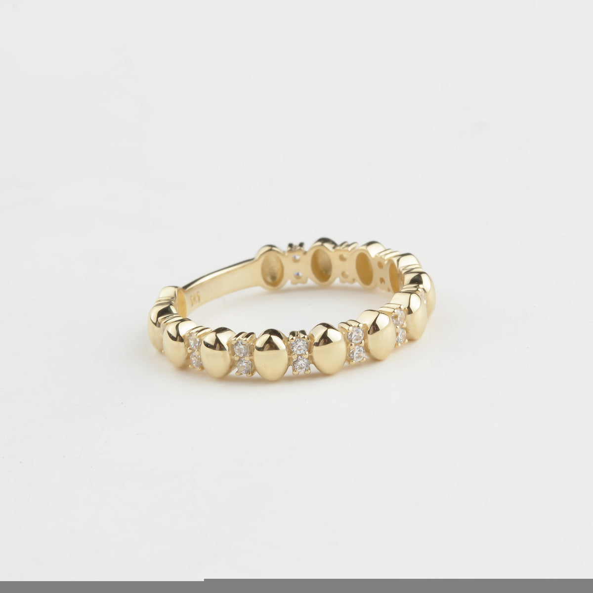14k Solid Gold Stone-Set Dome Ring - alternate view 5