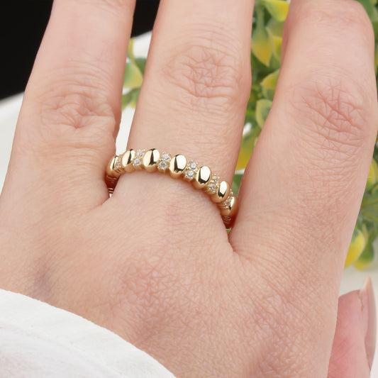 14k Solid Gold Stone-Set Dome Ring