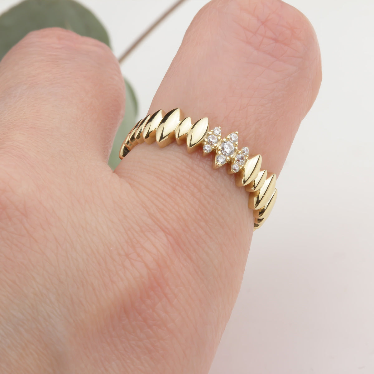 14k Solid Gold Stone-Set Marquise Ring - alternate view 4