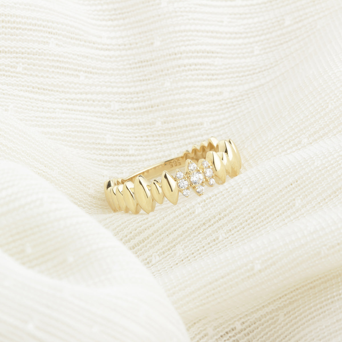 14k Solid Gold Stone-Set Marquise Ring - alternate view 5