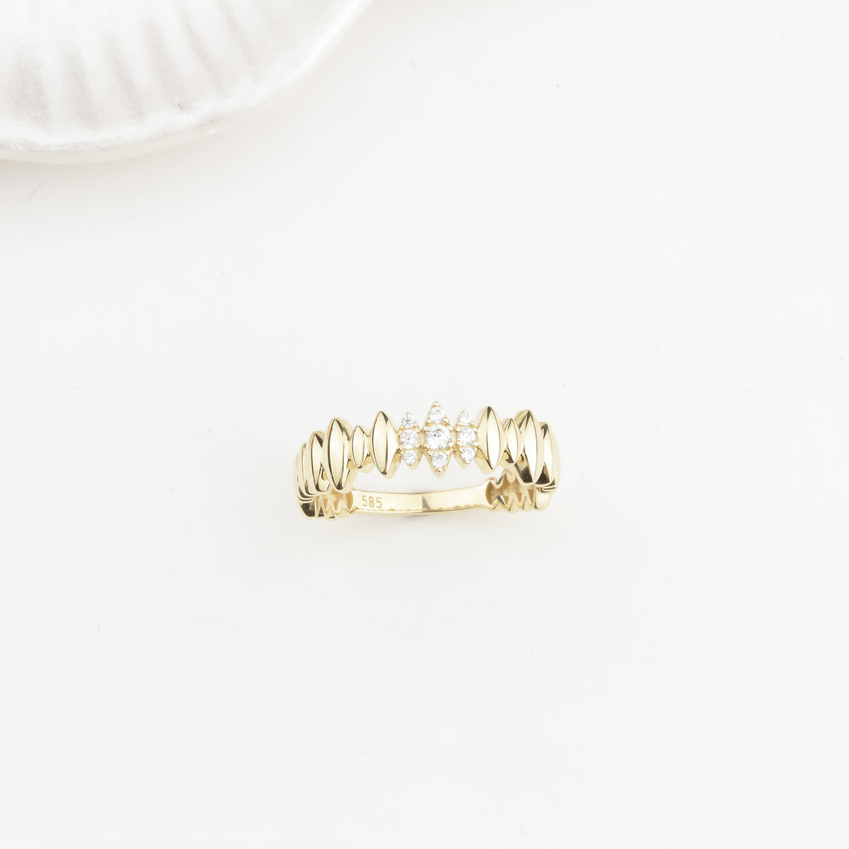 14k Solid Gold Stone-Set Marquise Ring - alternate view 7