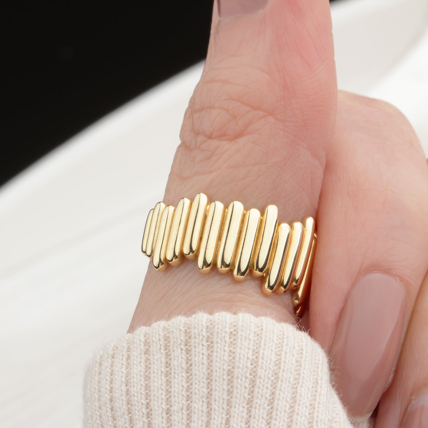 14k Solid Gold Asymmetrical Ring - alternate view 2