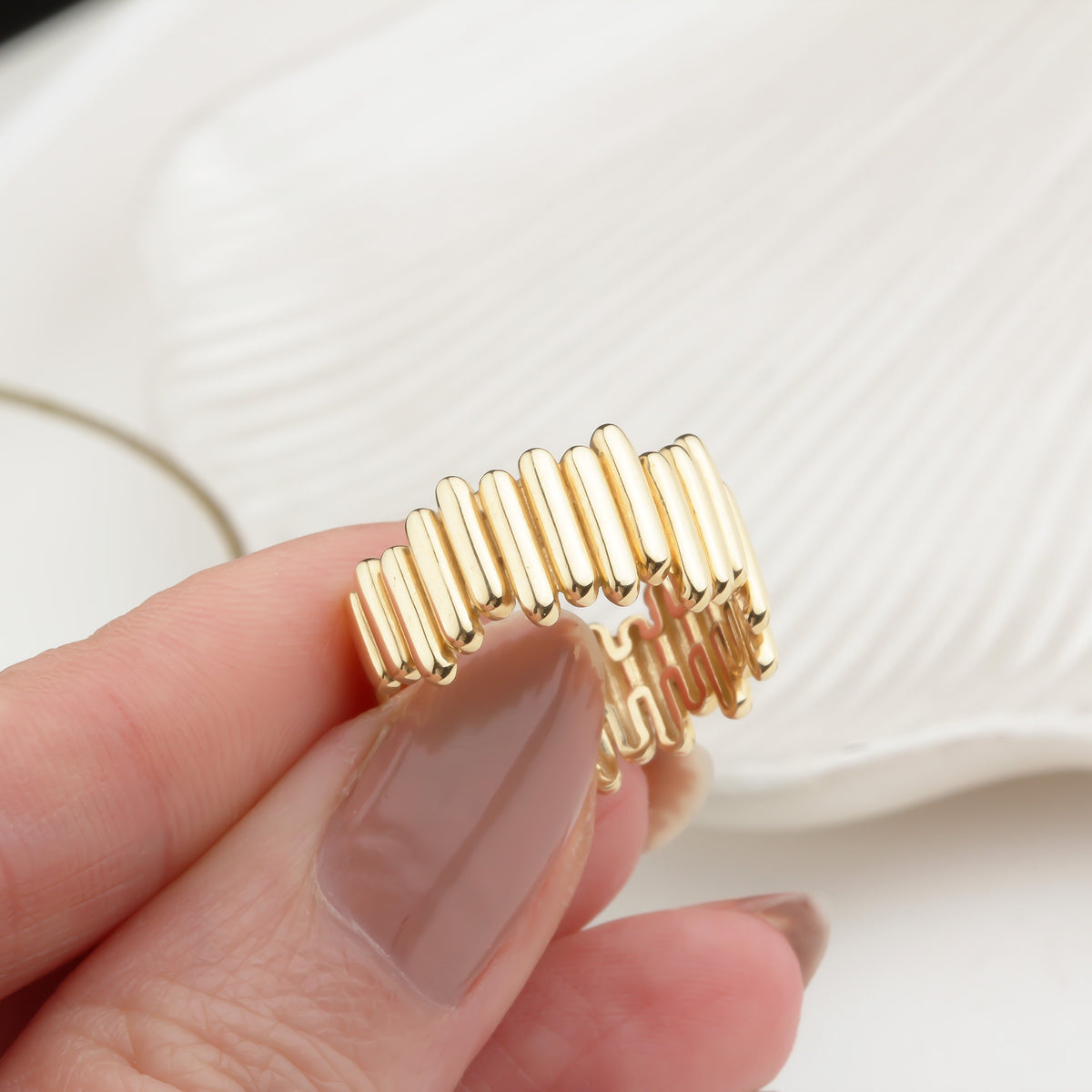 14k Solid Gold Asymmetrical Ring - alternate view 4