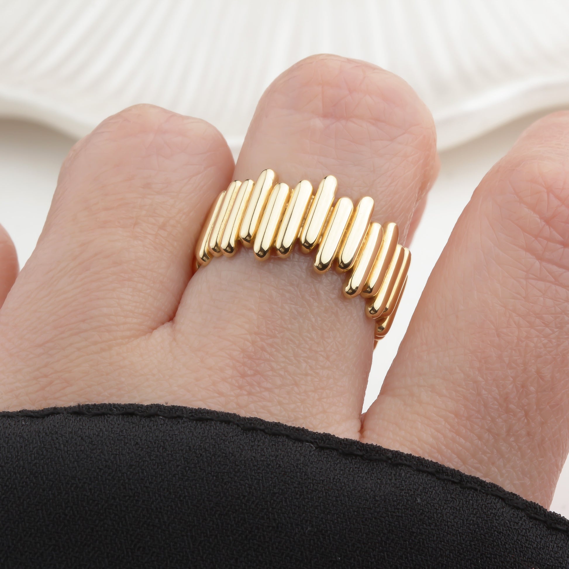 14k Solid Gold Asymmetrical Ring - alternate view 5