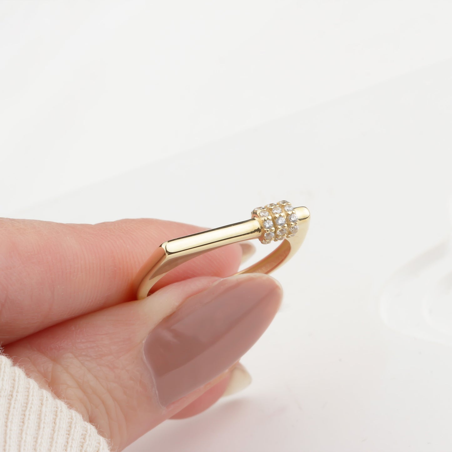 14k Solid Gold Stone-Set Ring - alternate view 3