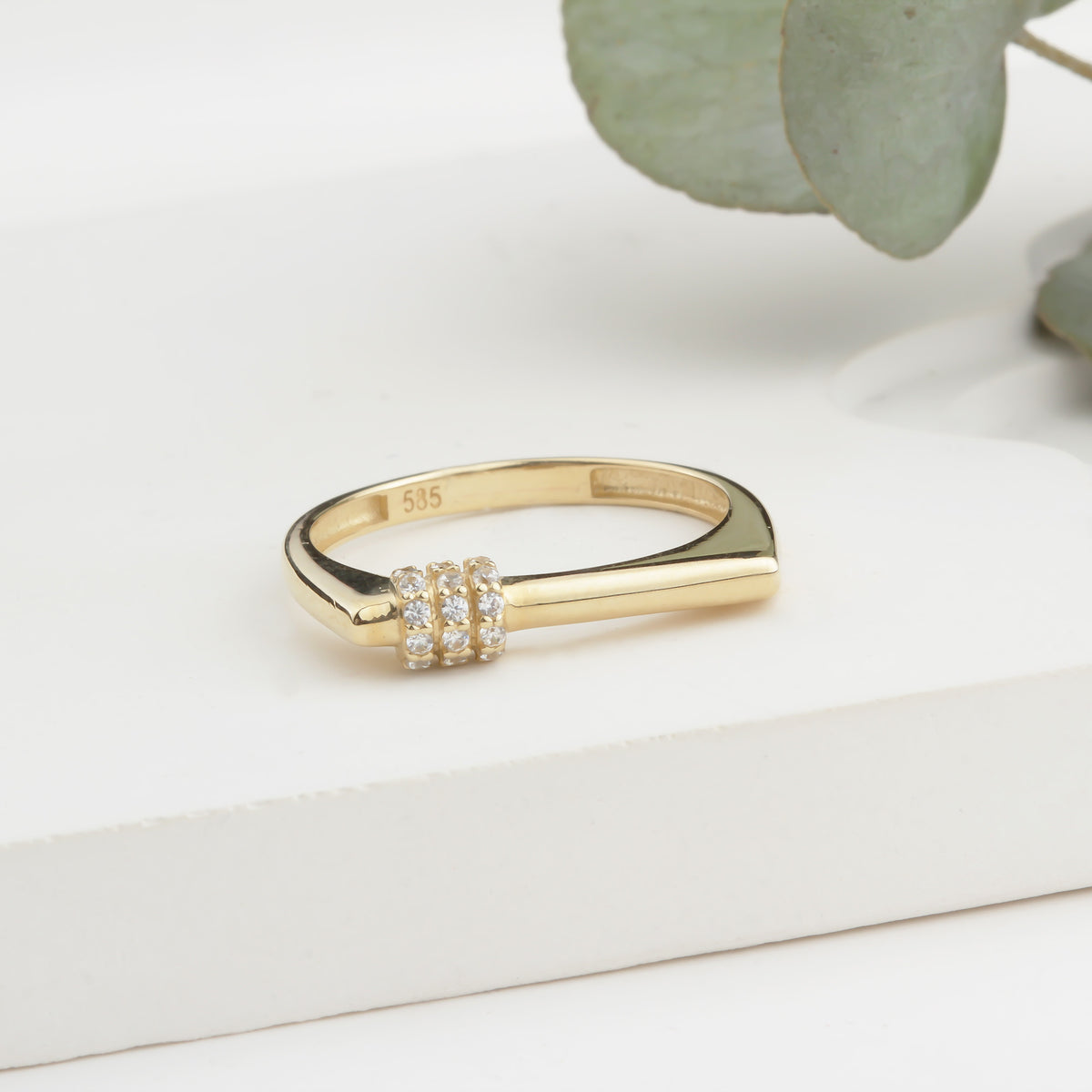 14k Solid Gold Stone-Set Ring