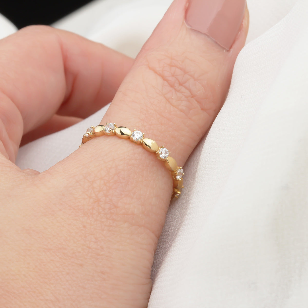 14k Solid Gold Stone-Set Ring - alternate view 2
