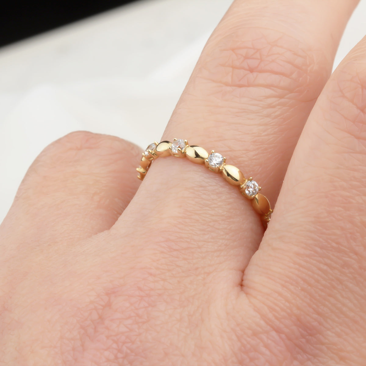 14k Solid Gold Stone-Set Ring - alternate view 3