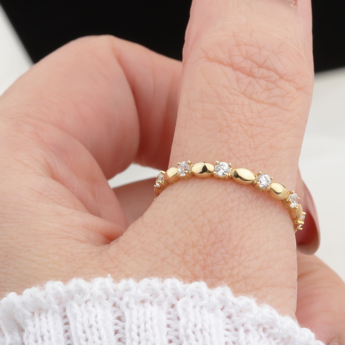 14k Solid Gold Stone-Set Ring