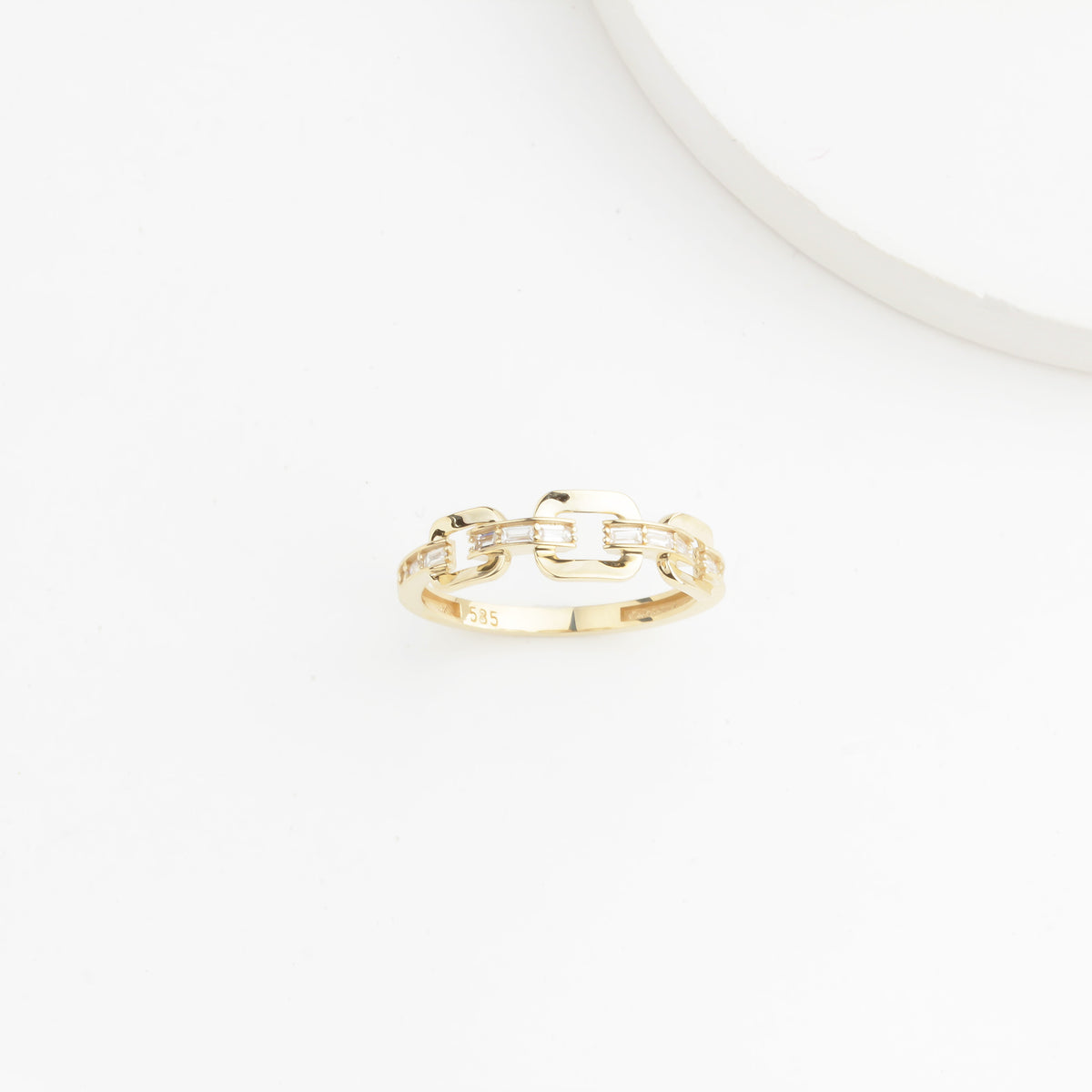 14k Solid Gold Stone-Set Chain Ring - alternate view 3