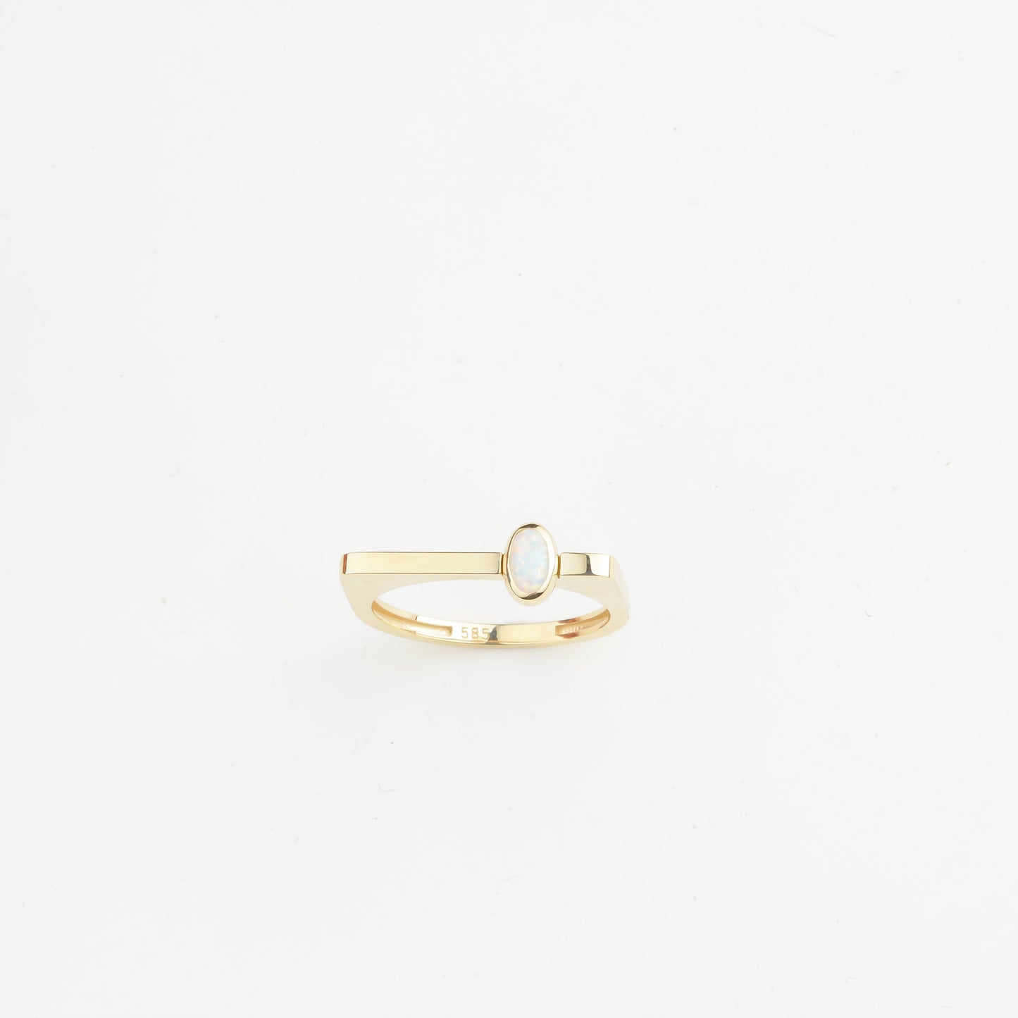 14k Solid Gold White Opal Stone Ring - alternate view 5
