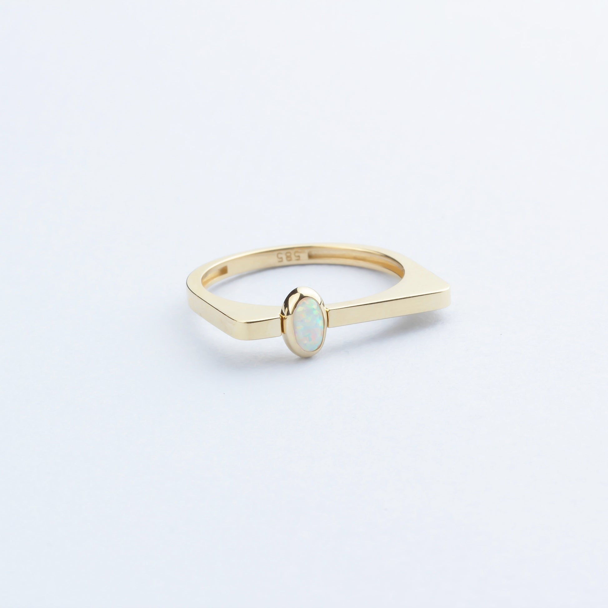 14k Solid Gold White Opal Stone Ring - alternate view 7