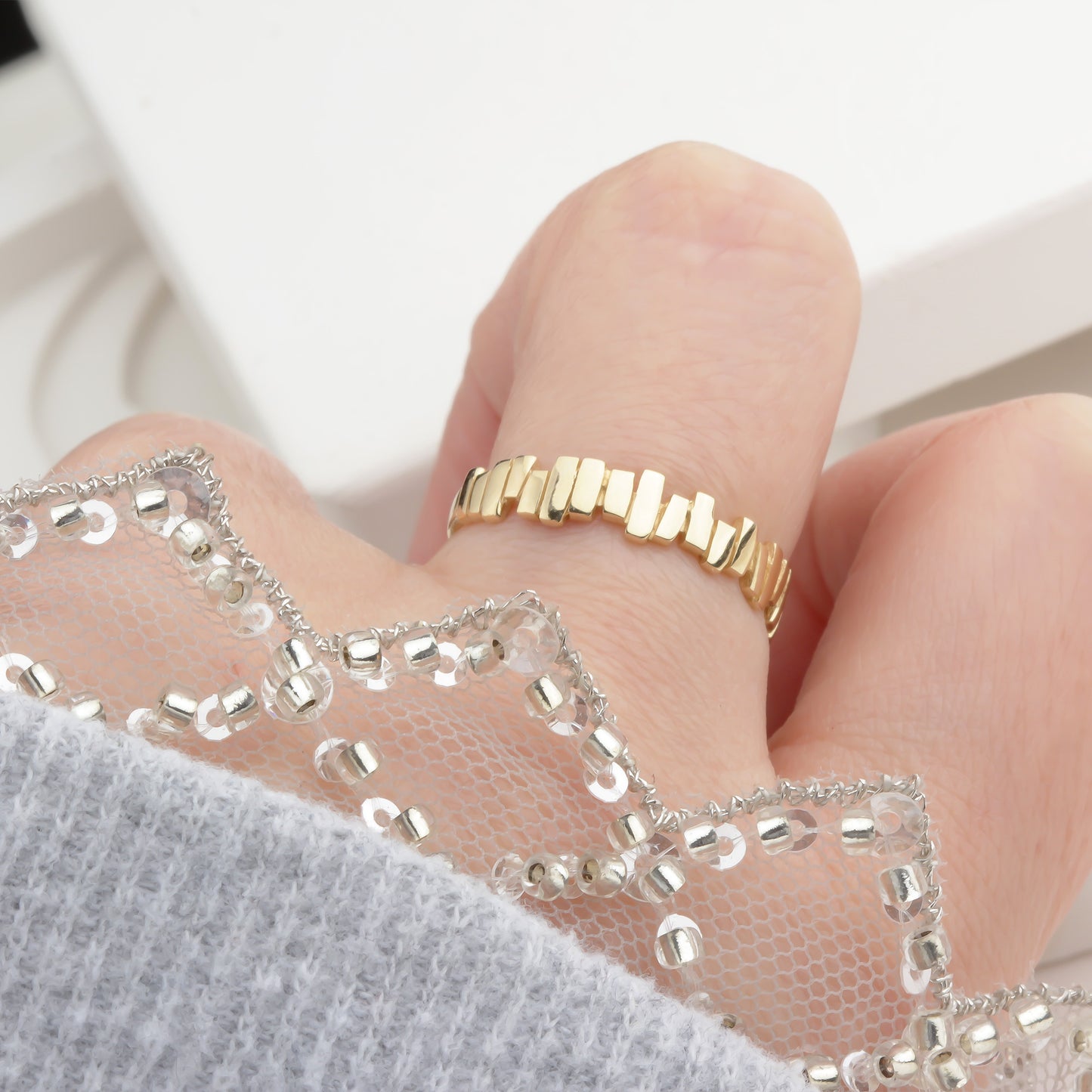 14k Solid Gold Asymmetrical Ring - alternate view 5