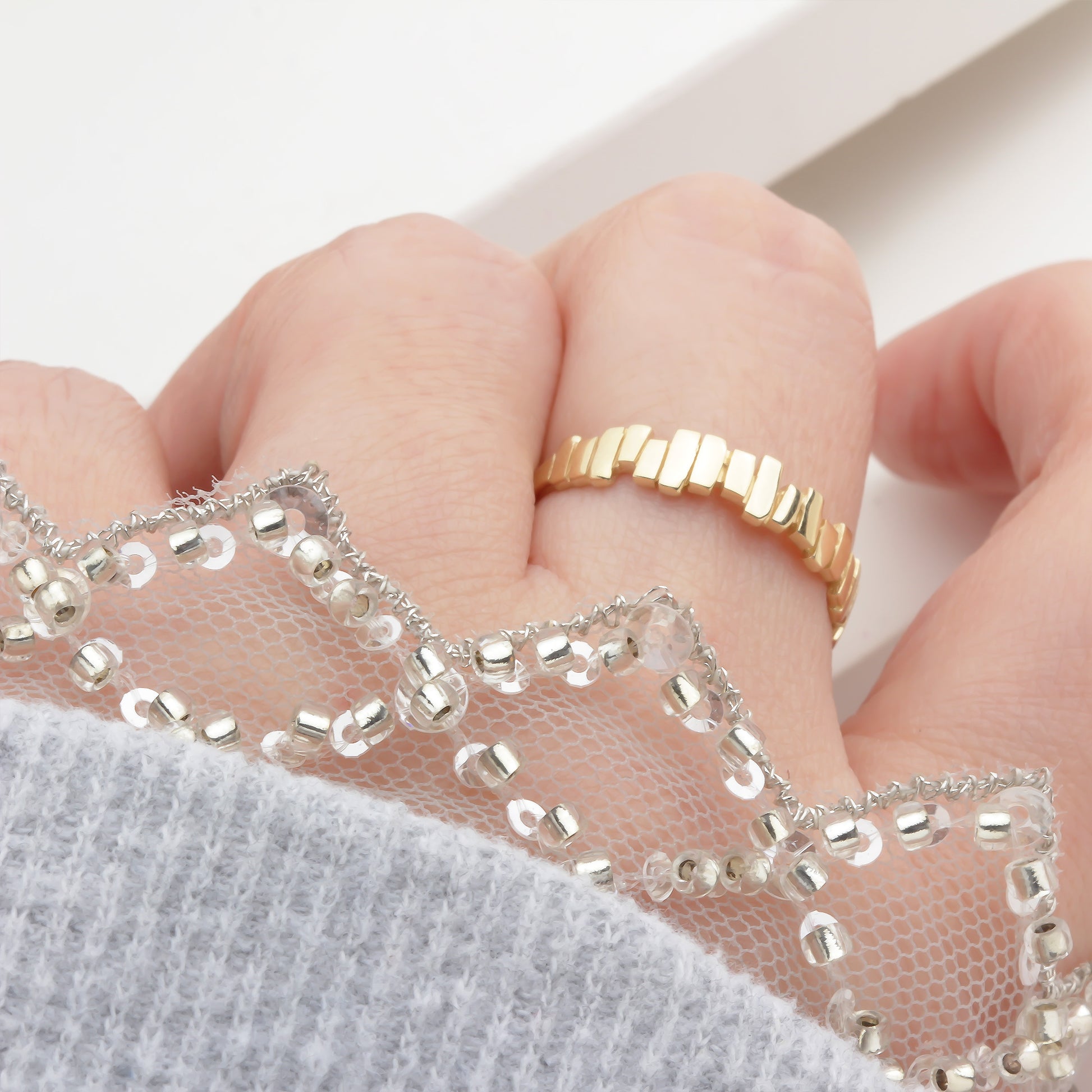 14k Solid Gold Asymmetrical Ring - alternate view 6