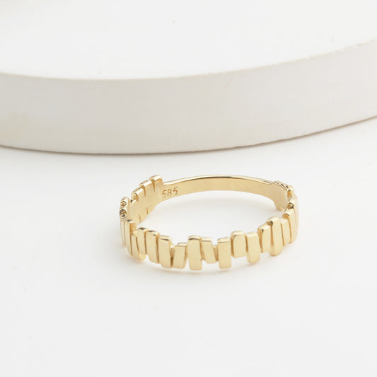 14k Solid Gold Asymmetrical Ring