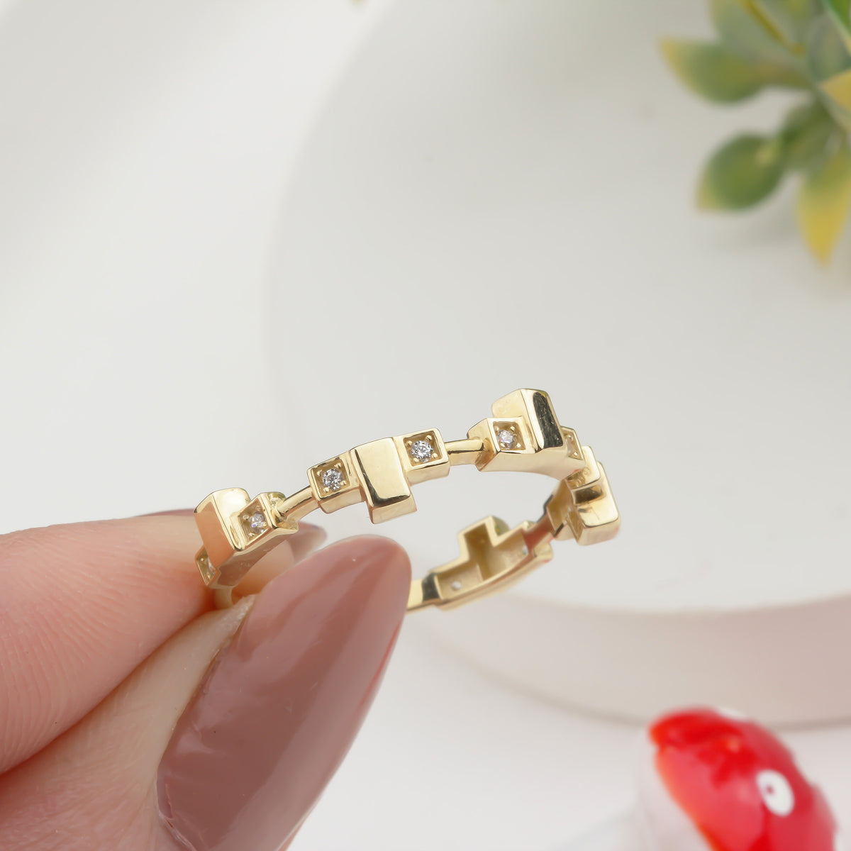 14k Solid Gold Stone-Set Asymmetrical Ring - alternate view 4