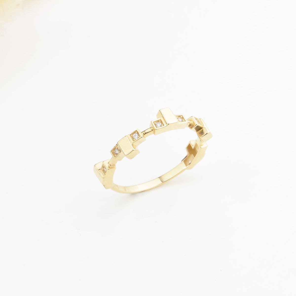 14k Solid Gold Stone-Set Asymmetrical Ring - alternate view 6