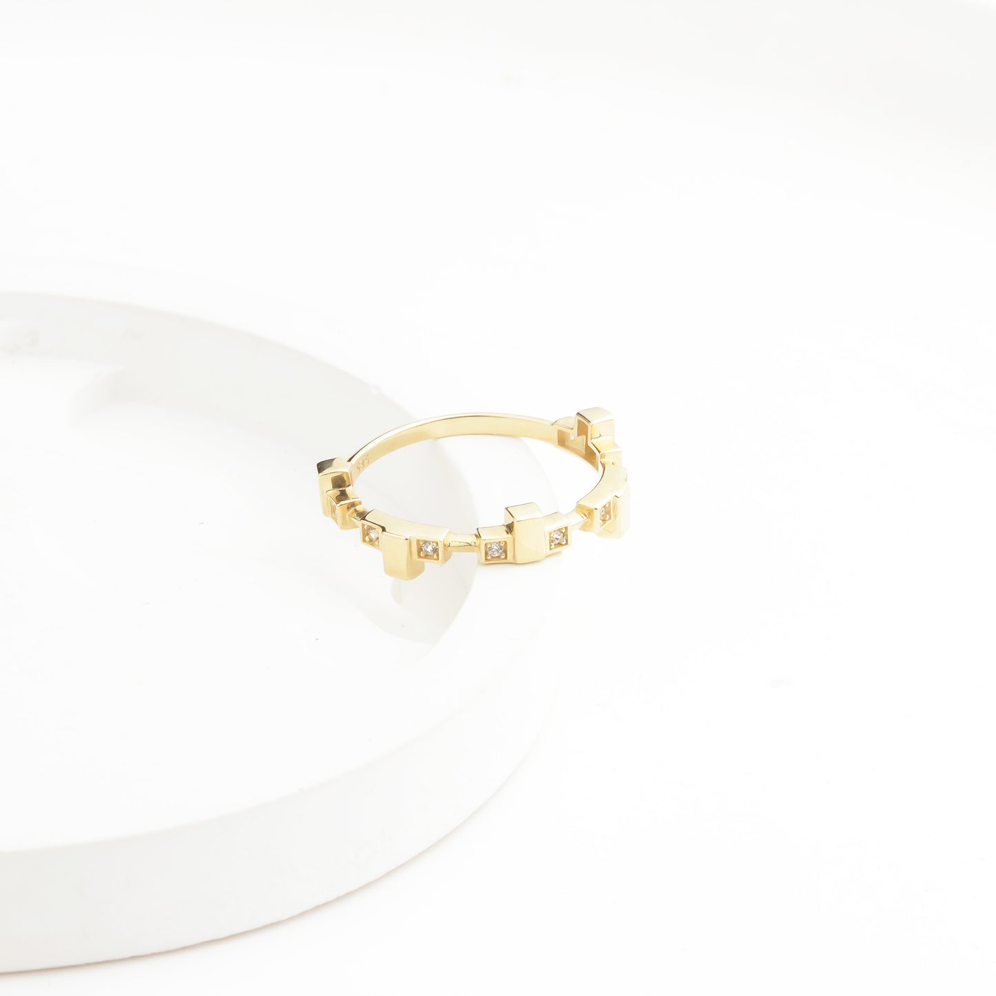 14k Solid Gold Stone-Set Asymmetrical Ring - alternate view 7