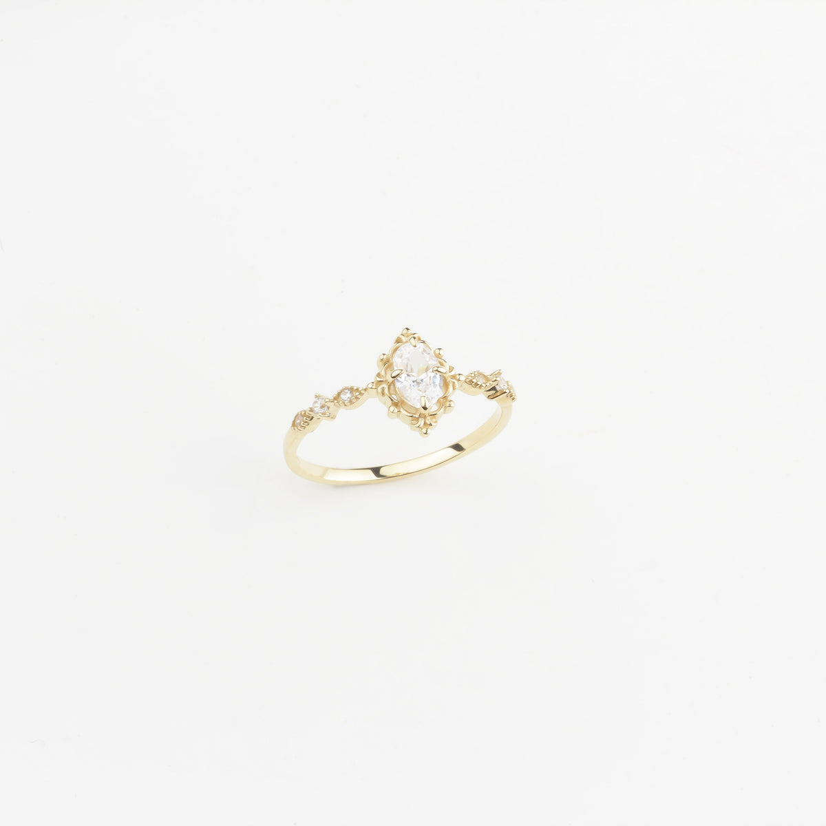 14k Solid Gold Stone-Set Retro Ring - alternate view 5