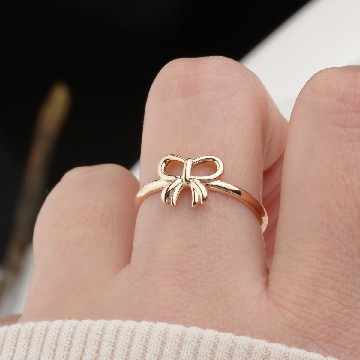 14k Solid Gold Bow Ring - alternate view 2