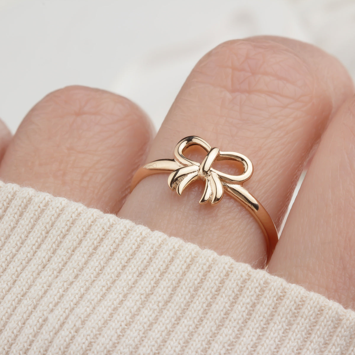 14k Solid Gold Bow Ring