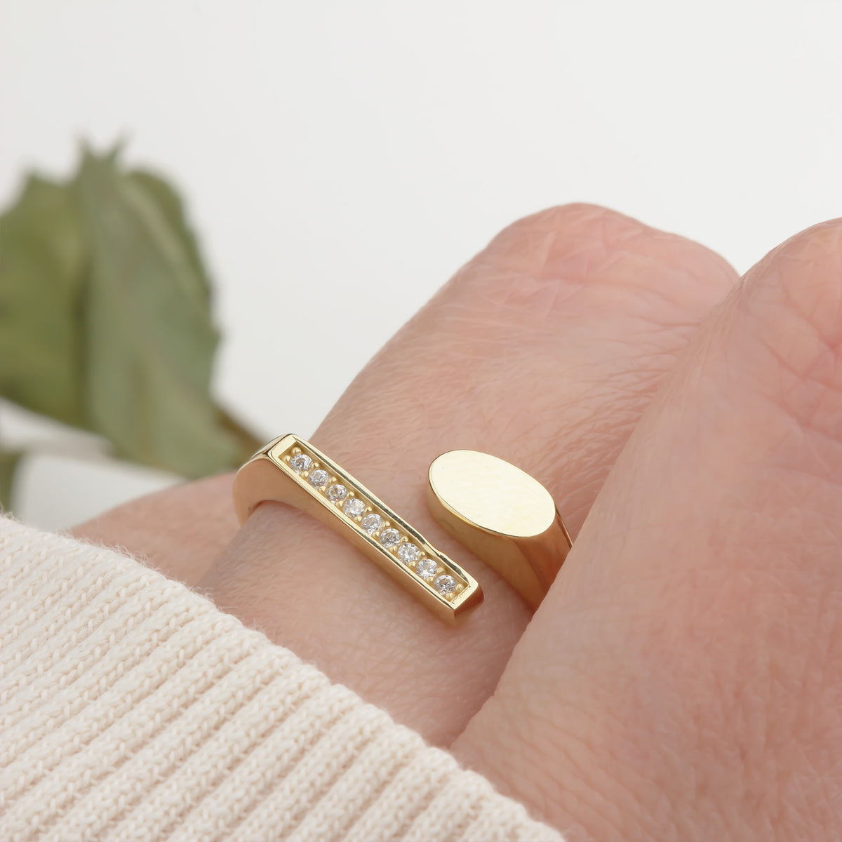 14k Solid Gold Stone-Set Ring - alternate view 3