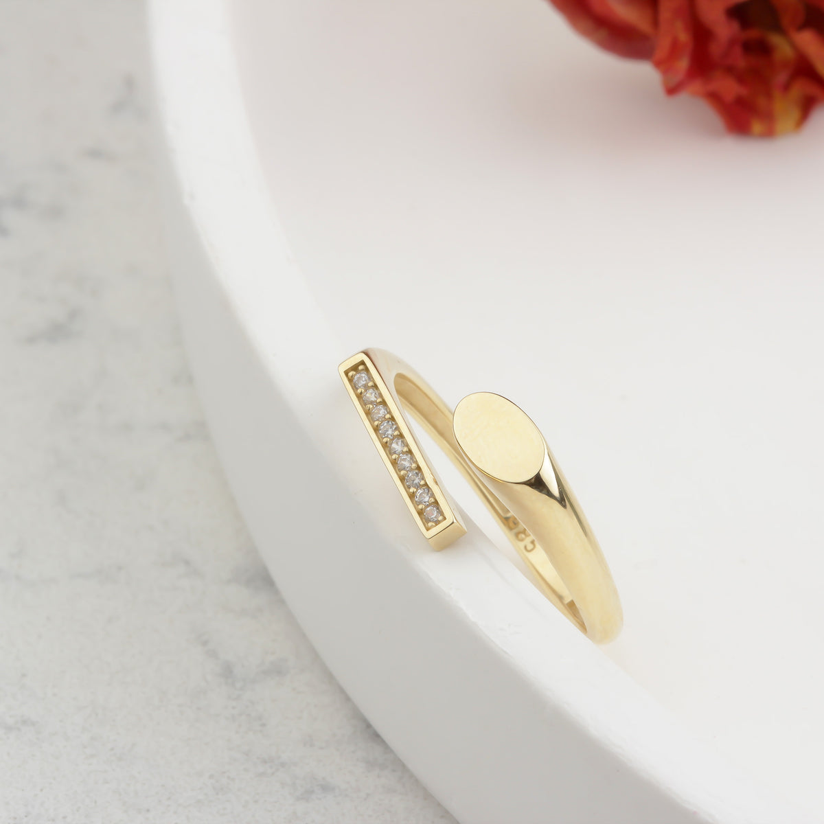 14k Solid Gold Stone-Set Ring - alternate view 5