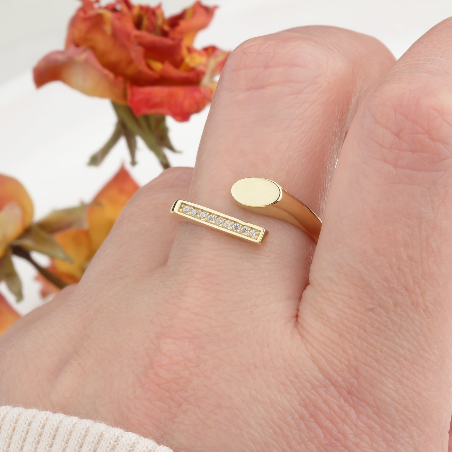 14k Solid Gold Stone-Set Ring