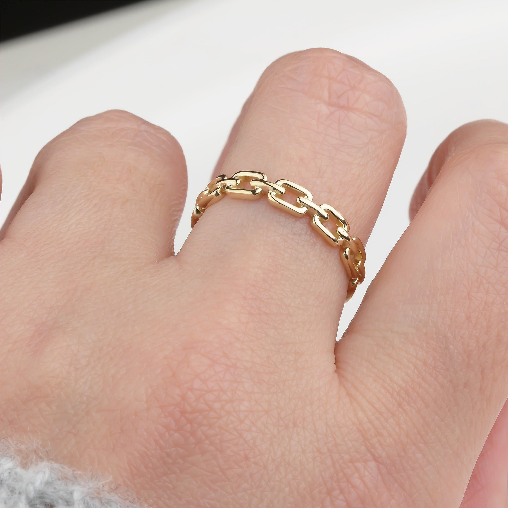 14k Solid Gold Chain Ring - alternate view 2