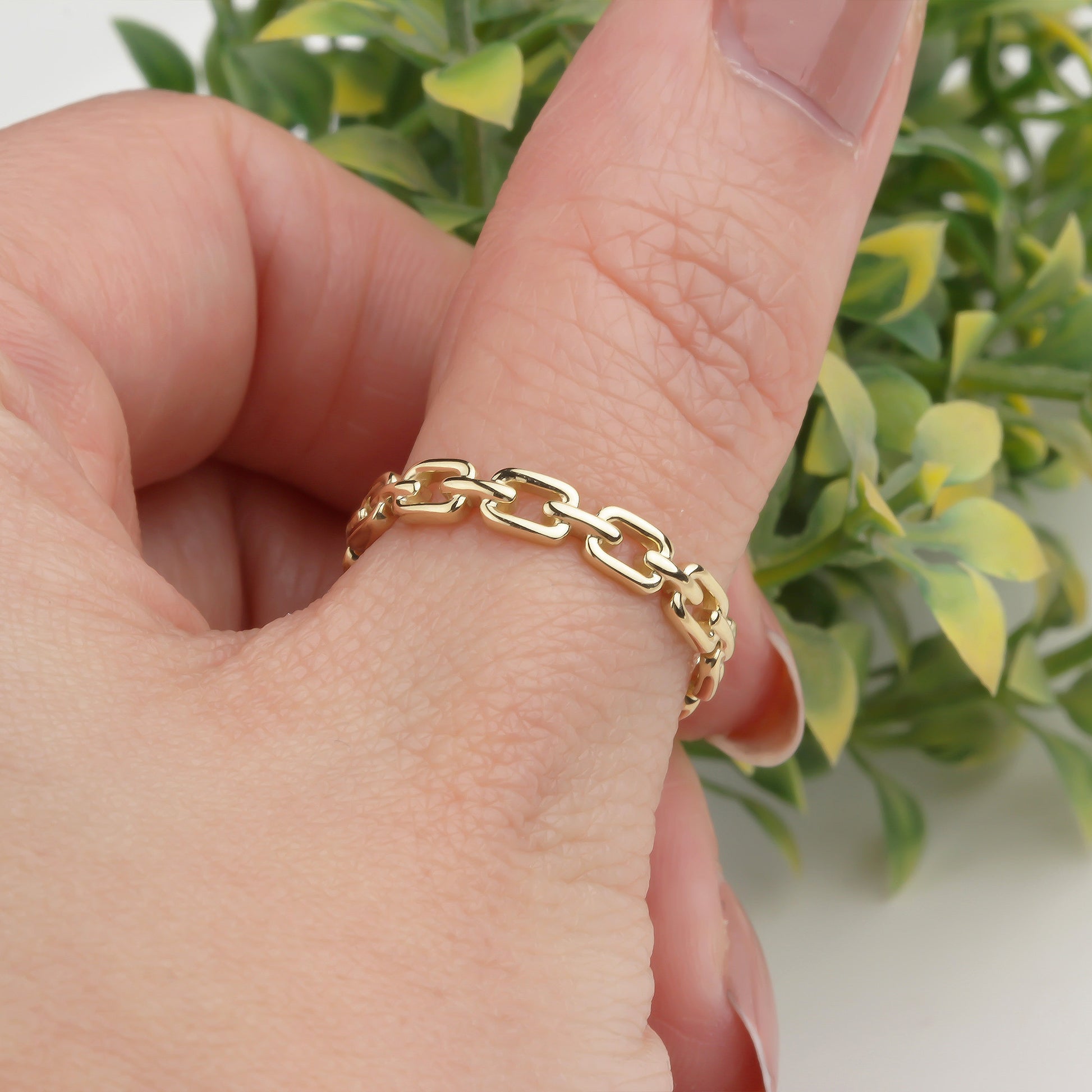 14k Solid Gold Chain Ring - alternate view 3