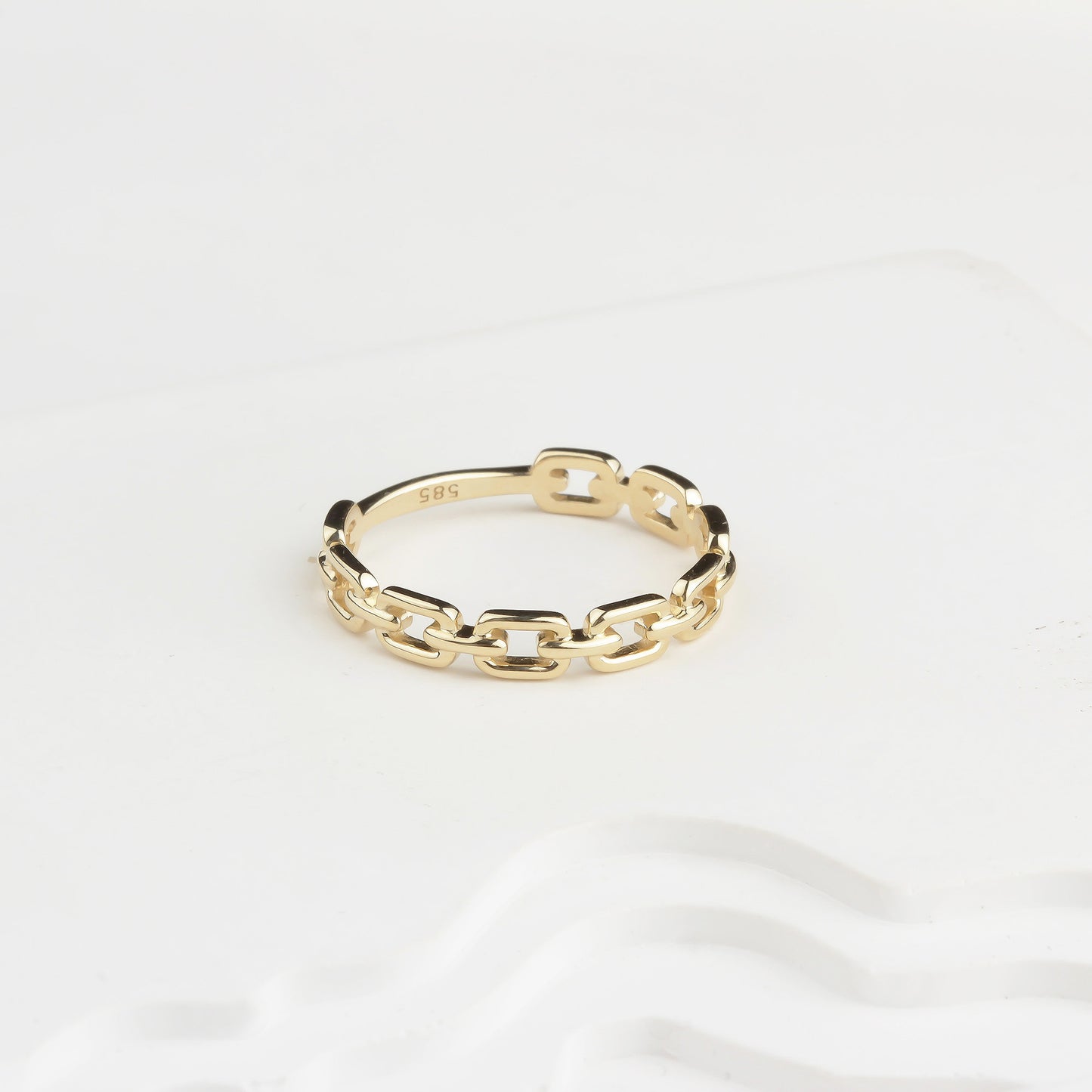 14k Solid Gold Chain Ring - alternate view 4