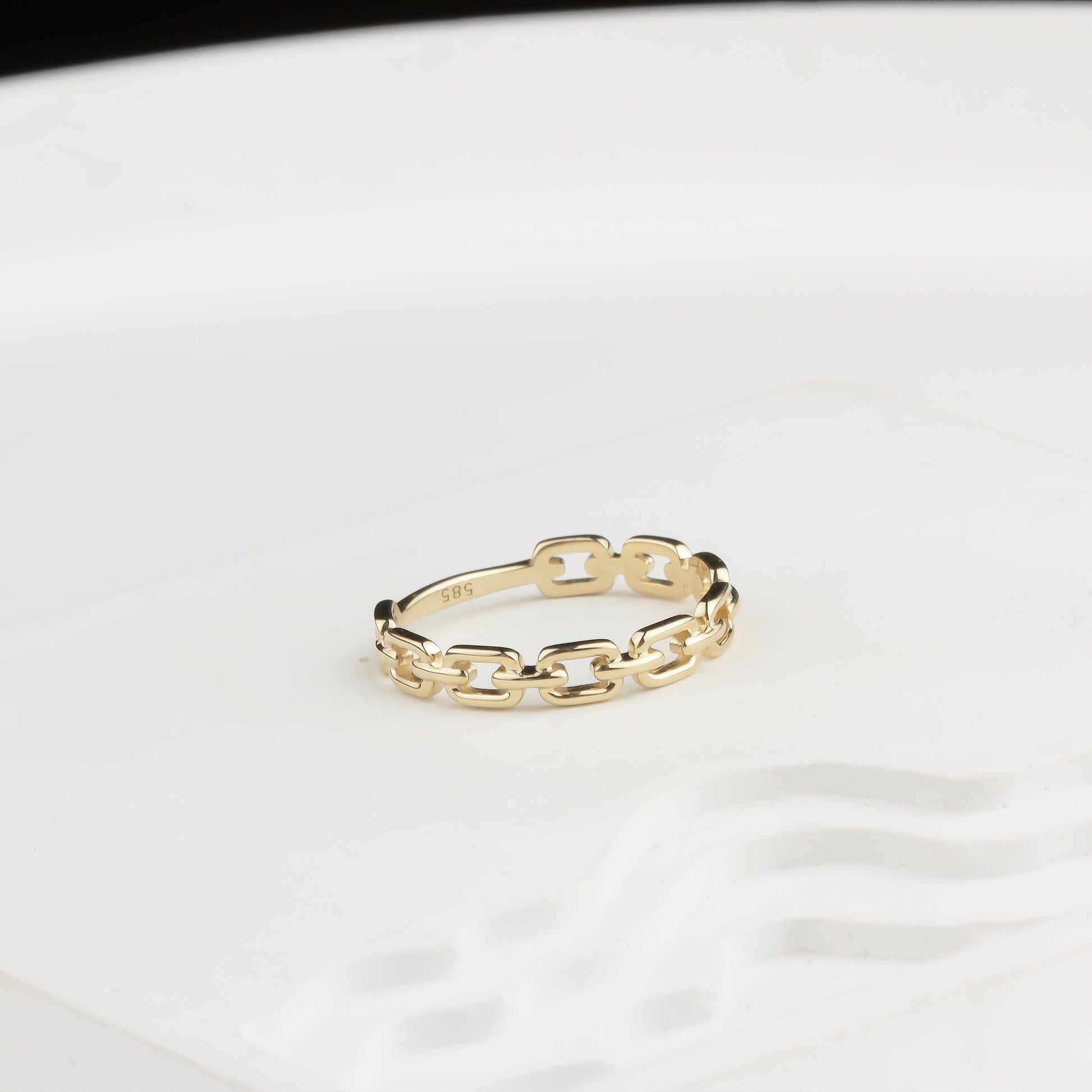 14k Solid Gold Chain Ring - alternate view 5