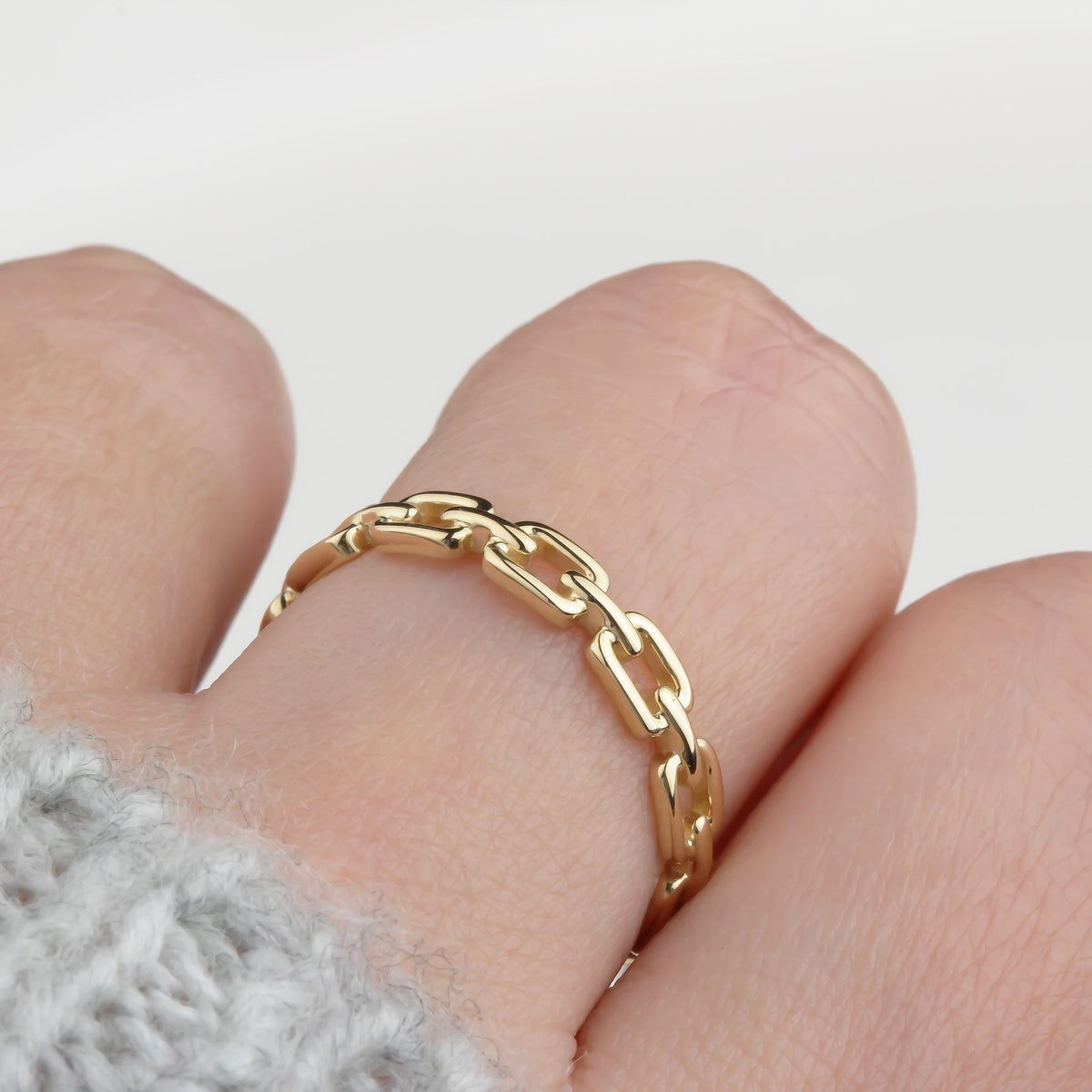 14k Solid Gold Chain Ring