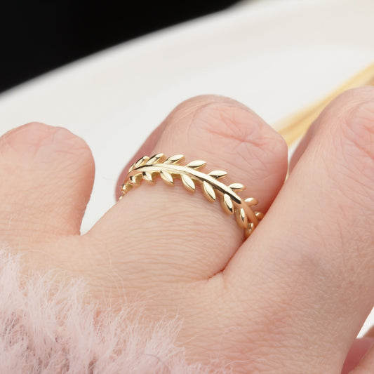 14k Solid Gold Leaf Ring - alternate view 2
