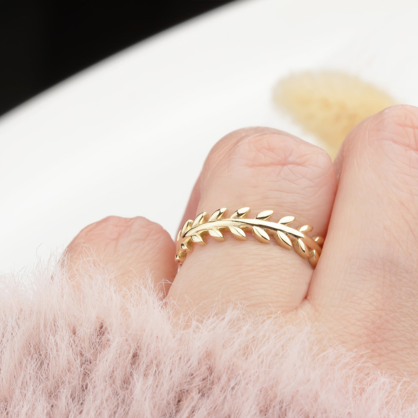 14k Solid Gold Leaf Ring - alternate view 4