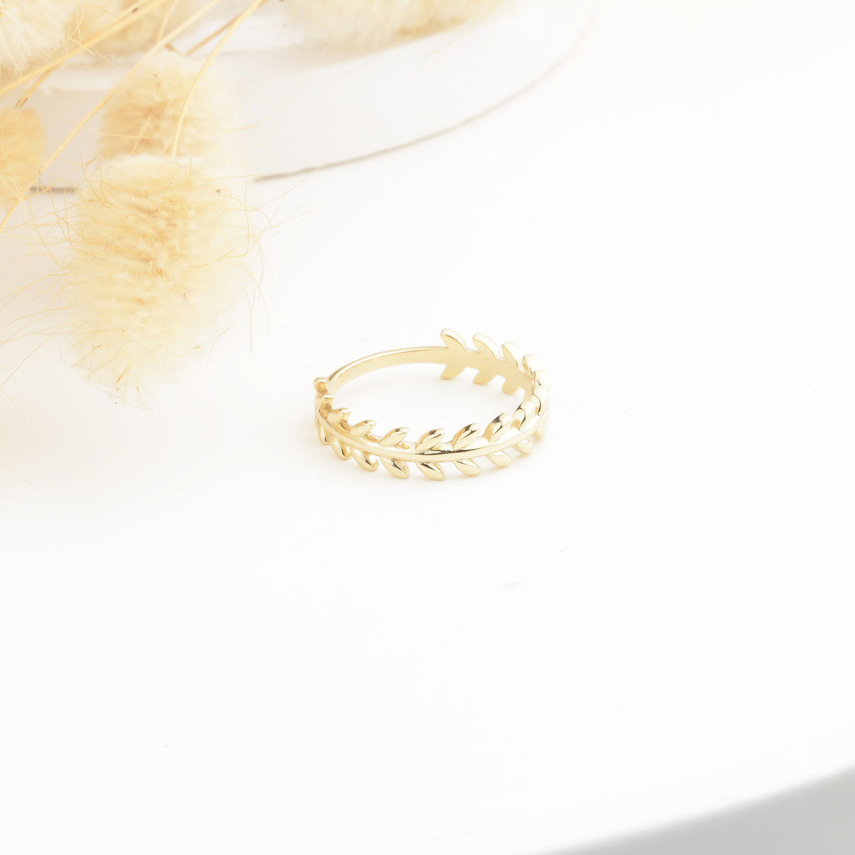 14k Solid Gold Leaf Ring - alternate view 8