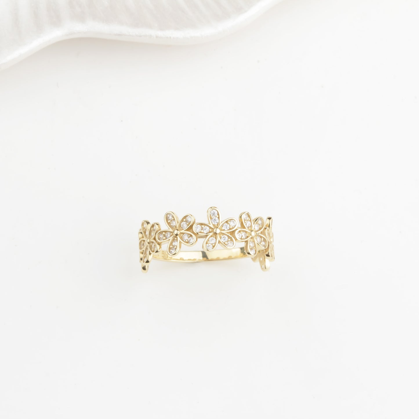 14k Solid Gold Stone-Set Flower Ring - alternate view 5