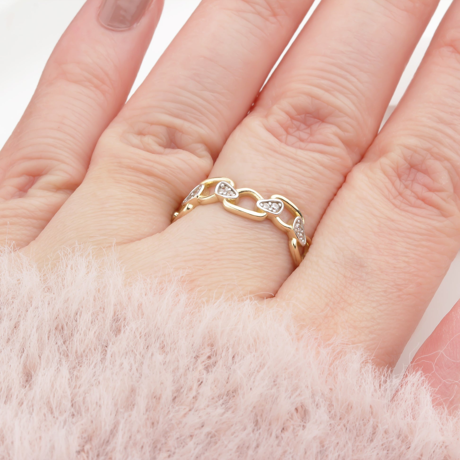 14k Solid Gold Stone-Set Asymmetrical Ring - alternate view 2