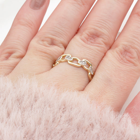 14k Solid Gold Stone-Set Asymmetrical Ring - alternate view 2