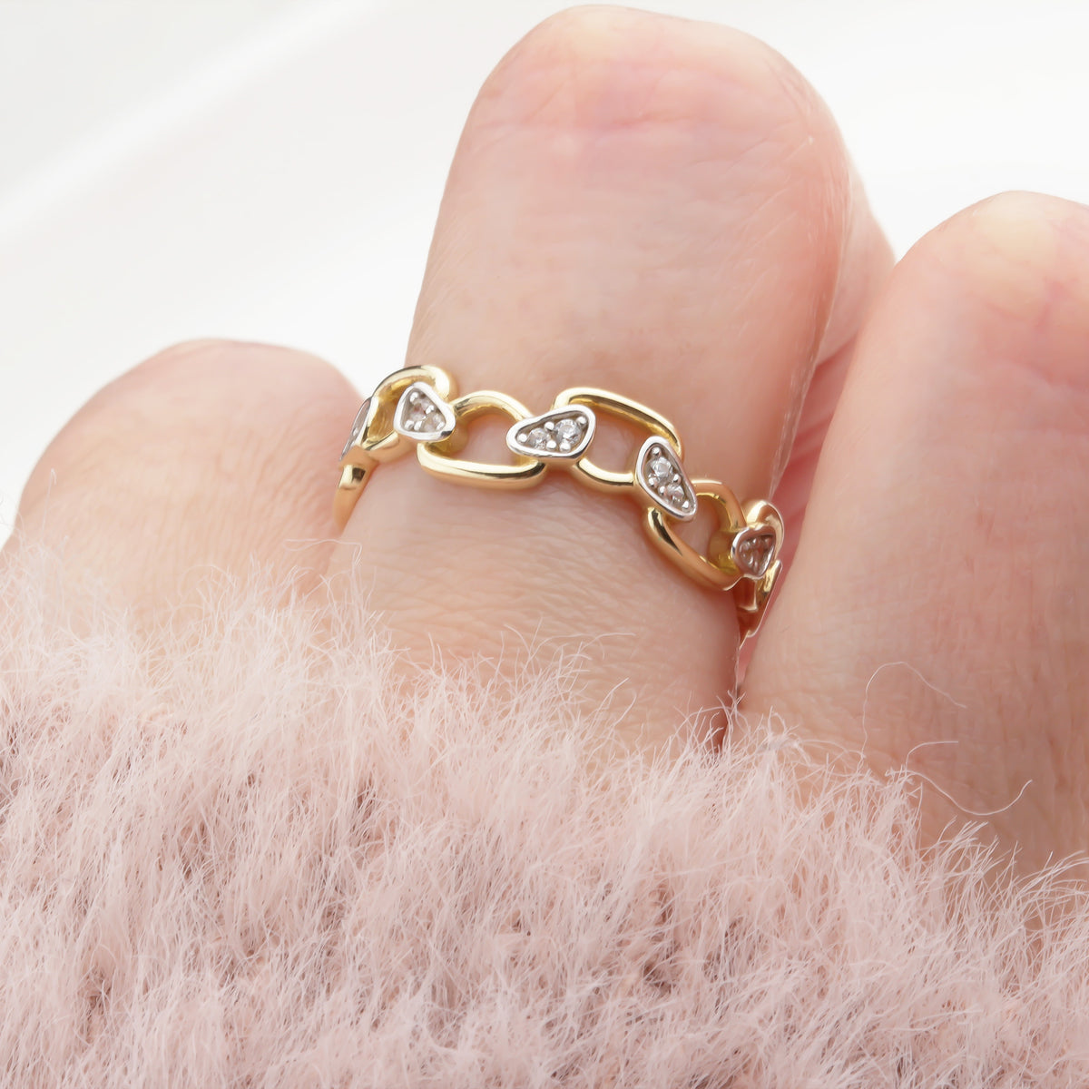 14k Solid Gold Stone-Set Asymmetrical Ring - alternate view 3