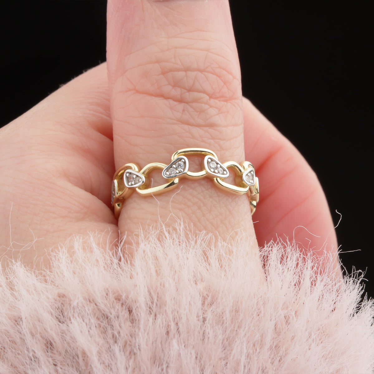 14k Solid Gold Stone-Set Asymmetrical Ring - alternate view 4