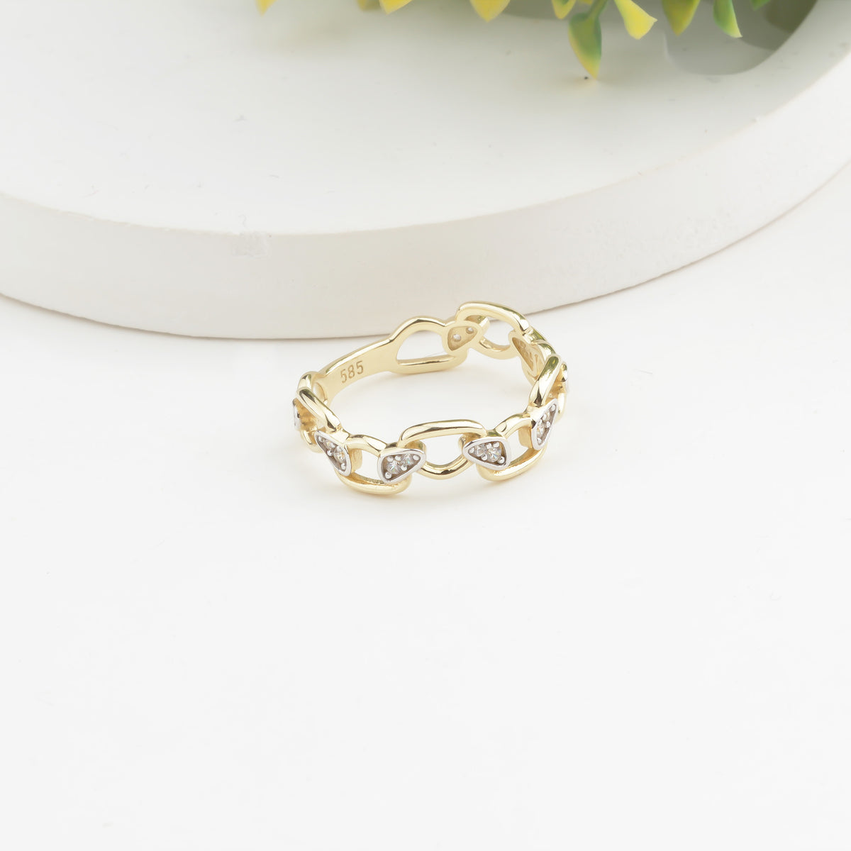 14k Solid Gold Stone-Set Asymmetrical Ring - alternate view 7
