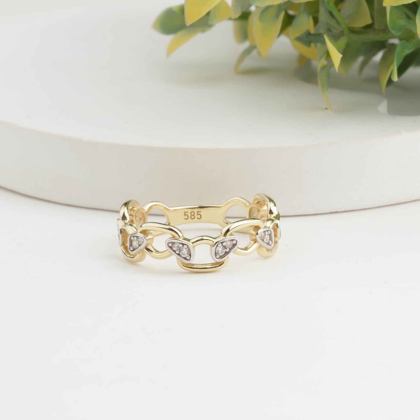 14k Solid Gold Stone-Set Asymmetrical Ring - alternate view 8