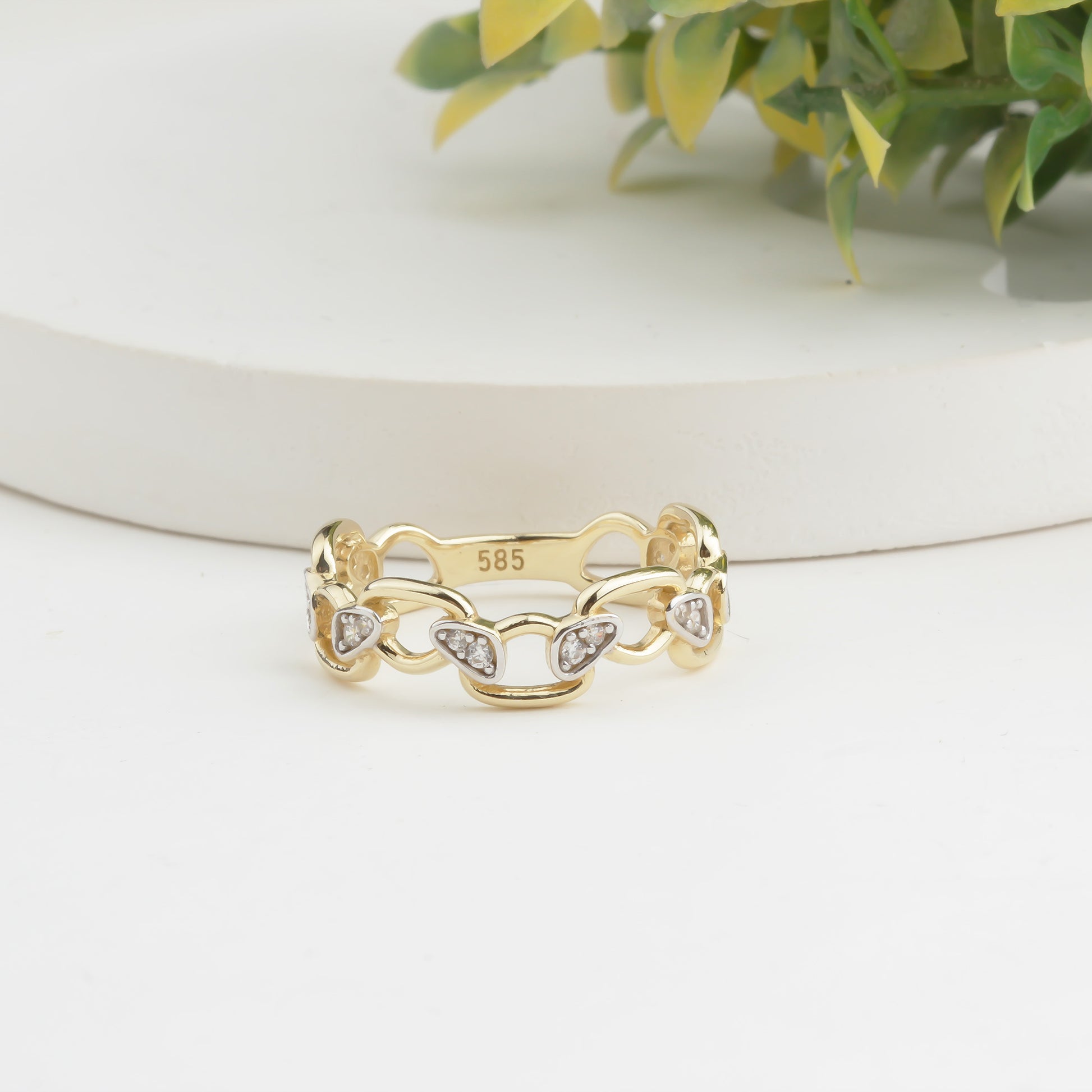 14k Solid Gold Stone-Set Asymmetrical Ring - alternate view 8