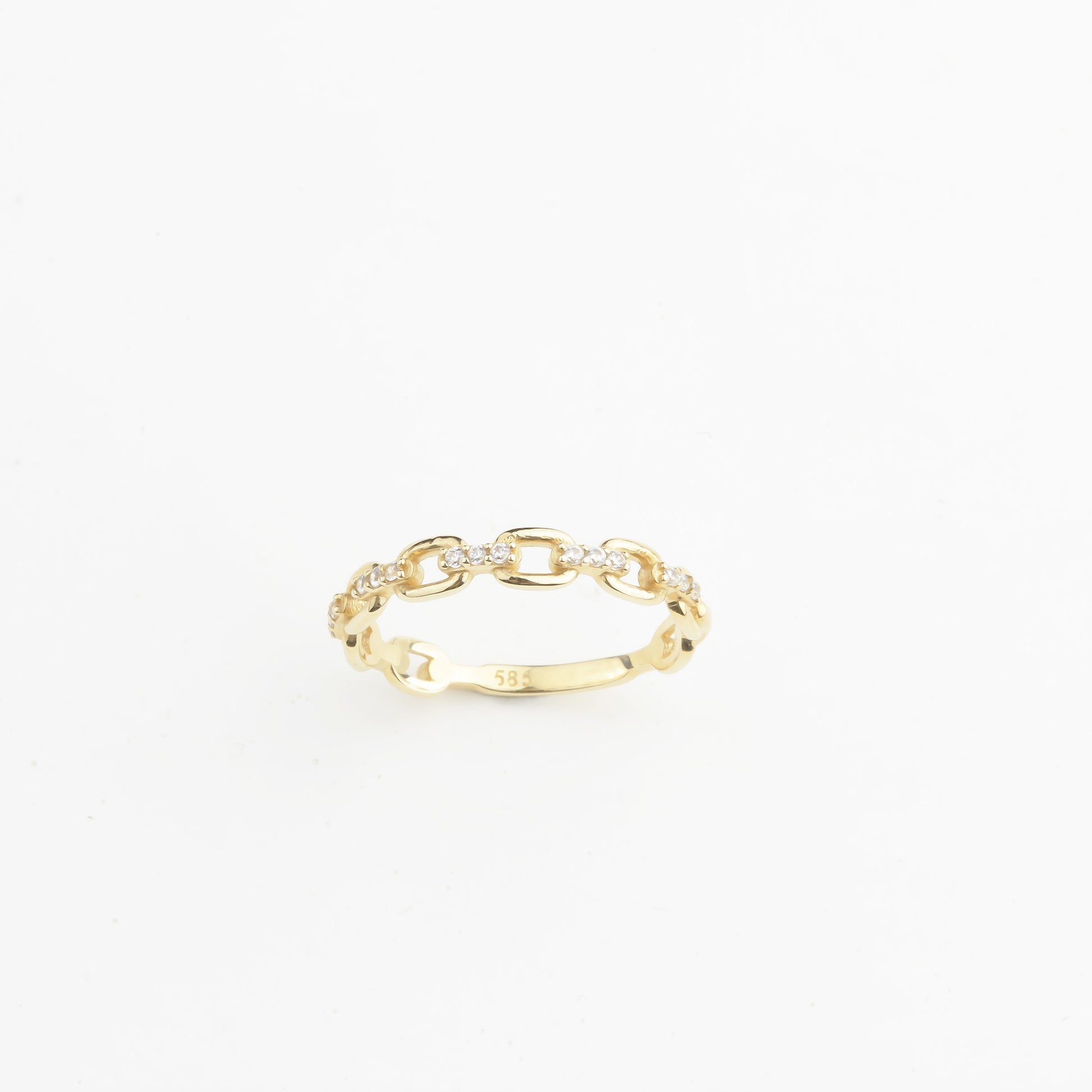 14k Solid Gold Stone-Set Chain Ring - alternate view 6