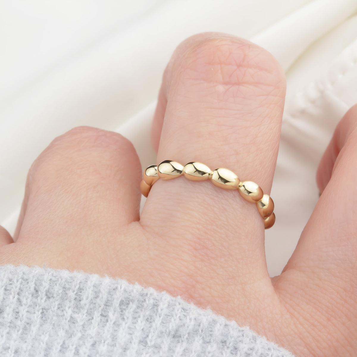 14k Solid Gold Dome Ring - alternate view 2