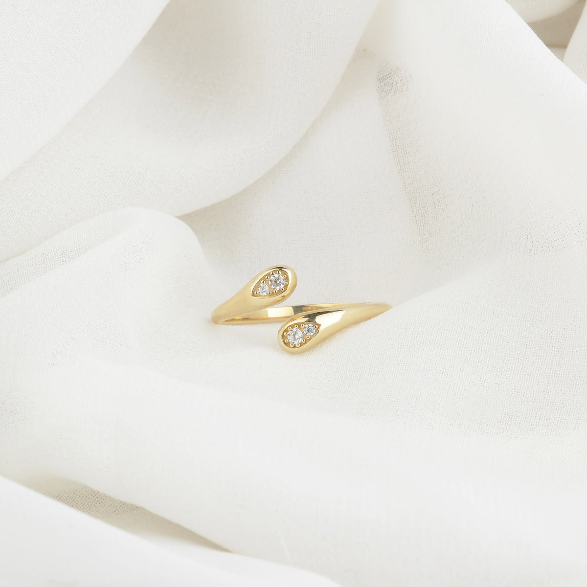 14k Solid Gold Stone-Set Ring - alternate view 2