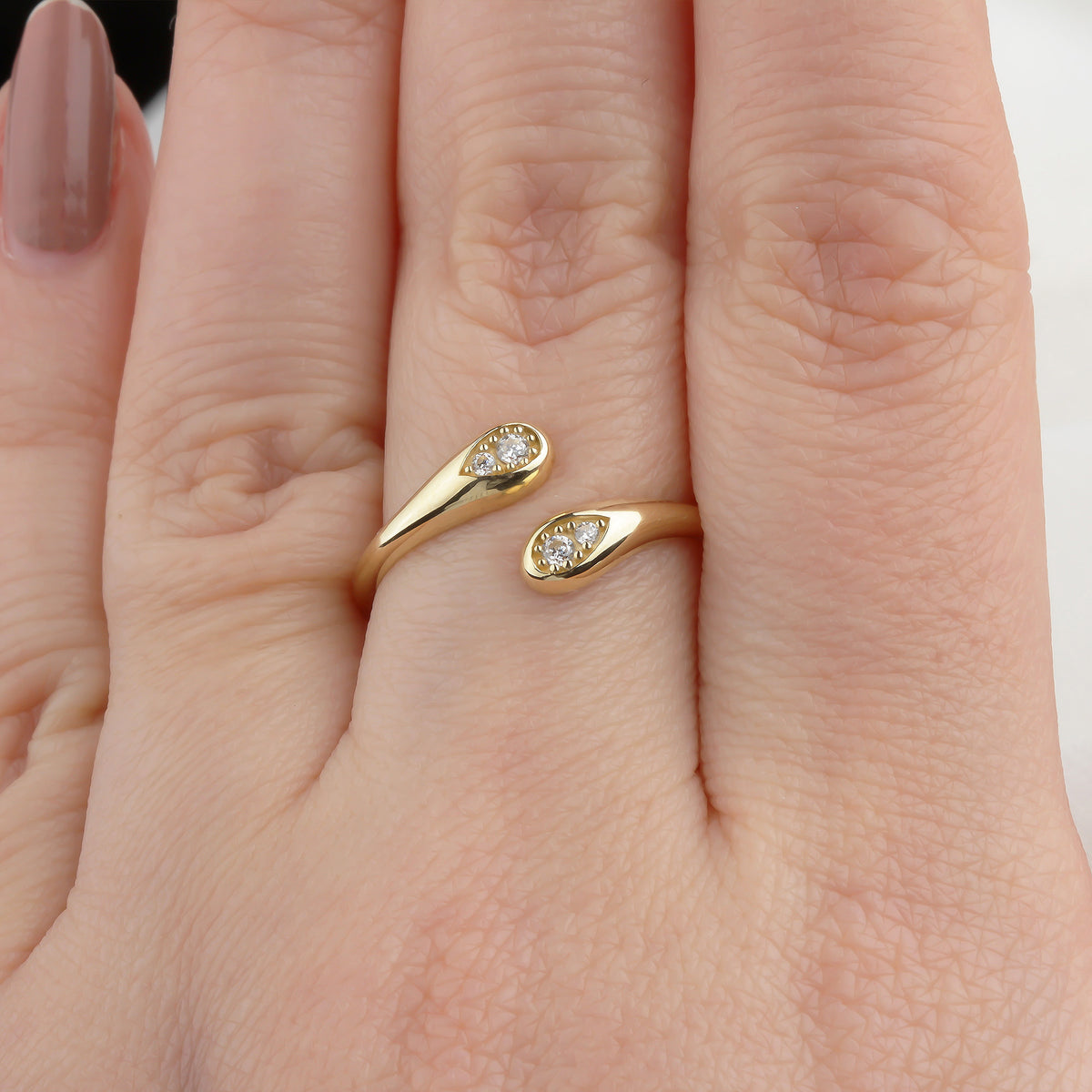 14k Solid Gold Stone-Set Ring