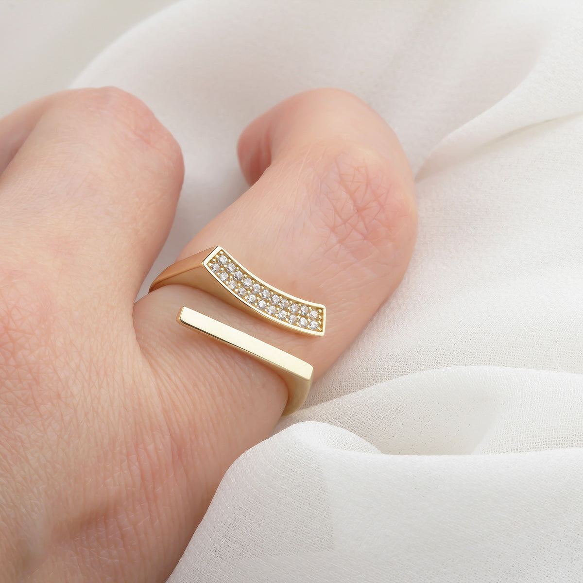 14k Solid Gold Stone-Set Ring - alternate view 3