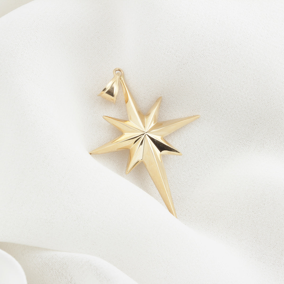 14k Solid Gold North Star Pendant - alternate view 2